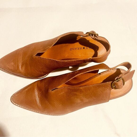 lucky brand shoes Brown leader Block heel Open Back Western Inspired Women’s 10 - Picture 5 of 9